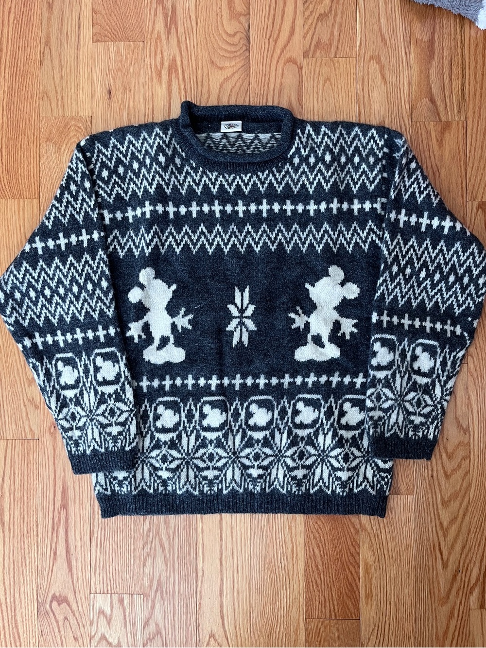 Vintage 100% Wool Mickey Scandi Fair Isle Sweater